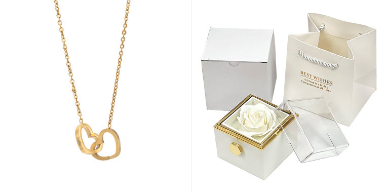 Rotating Flower Rose Gift Box Creative Rotating Rose Jewelry Packaging Box Valentine's Day Gift For Women