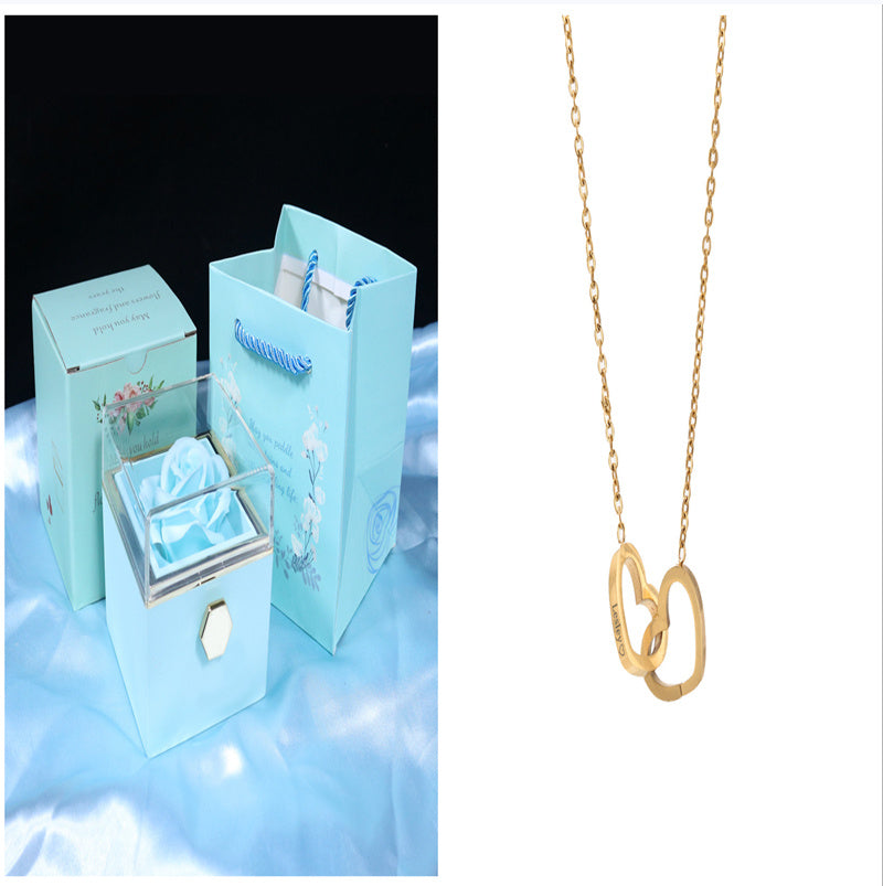 Rotating Flower Rose Gift Box Creative Rotating Rose Jewelry Packaging Box Valentine's Day Gift For Women