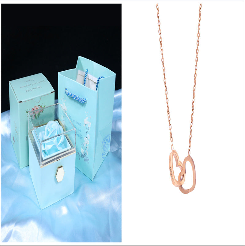 Rotating Flower Rose Gift Box Creative Rotating Rose Jewelry Packaging Box Valentine's Day Gift For Women
