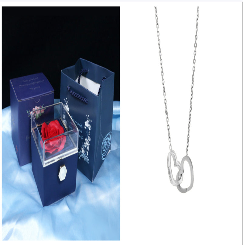 Rotating Flower Rose Gift Box Creative Rotating Rose Jewelry Packaging Box Valentine's Day Gift For Women