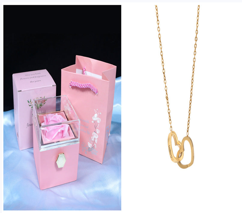 Rotating Flower Rose Gift Box Creative Rotating Rose Jewelry Packaging Box Valentine's Day Gift For Women