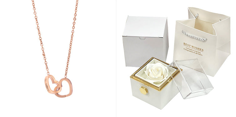 Rotating Flower Rose Gift Box Creative Rotating Rose Jewelry Packaging Box Valentine's Day Gift For Women