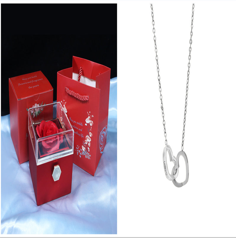 Rotating Flower Rose Gift Box Creative Rotating Rose Jewelry Packaging Box Valentine's Day Gift For Women