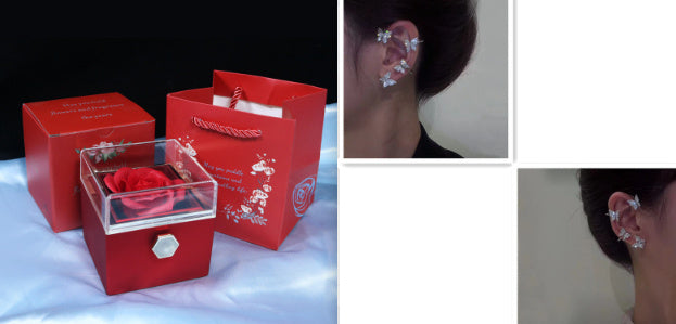 Rotating Flower Rose Gift Box Creative Rotating Rose Jewelry Packaging Box Valentine's Day Gift For Women