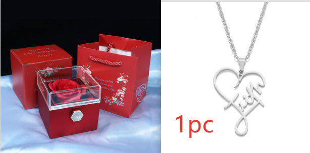 Rotating Flower Rose Gift Box Creative Rotating Rose Jewelry Packaging Box Valentine's Day Gift For Women