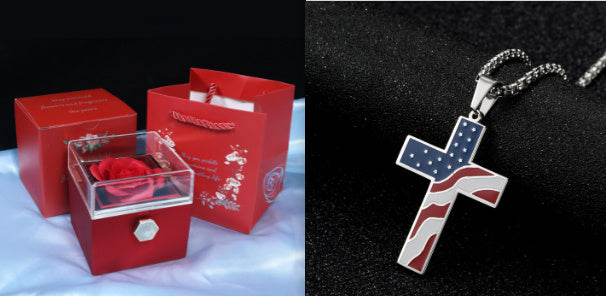 Rotating Flower Rose Gift Box Creative Rotating Rose Jewelry Packaging Box Valentine's Day Gift For Women