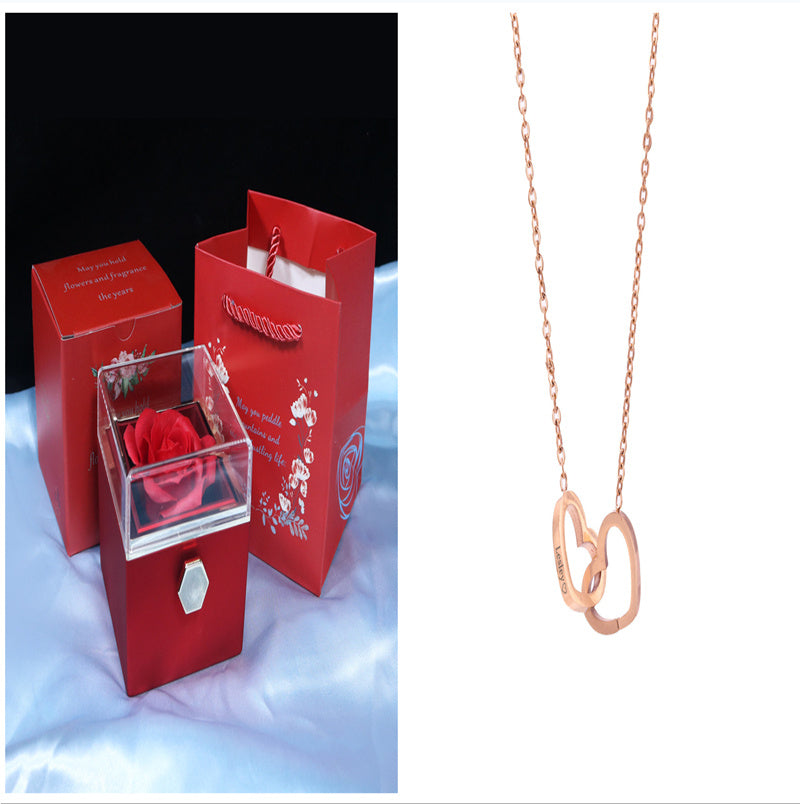 Rotating Flower Rose Gift Box Creative Rotating Rose Jewelry Packaging Box Valentine's Day Gift For Women