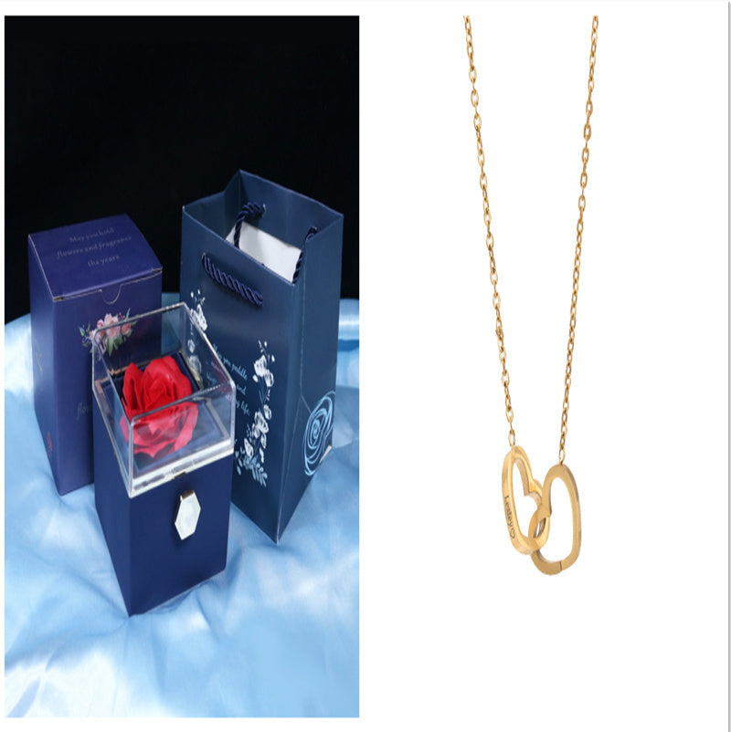 Rotating Flower Rose Gift Box Creative Rotating Rose Jewelry Packaging Box Valentine's Day Gift For Women