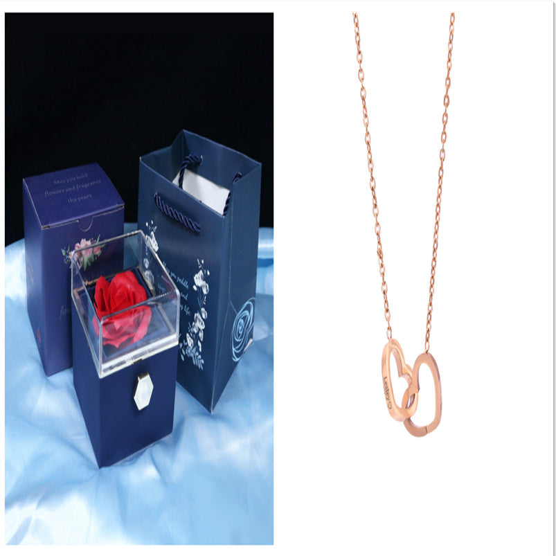 Rotating Flower Rose Gift Box Creative Rotating Rose Jewelry Packaging Box Valentine's Day Gift For Women
